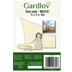 Aurinkovarjon purje 3x3x3 beige Gardlov 23146