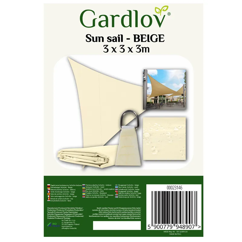 Päikesesirm puri 3x3x3 beež Gardlov 23146
