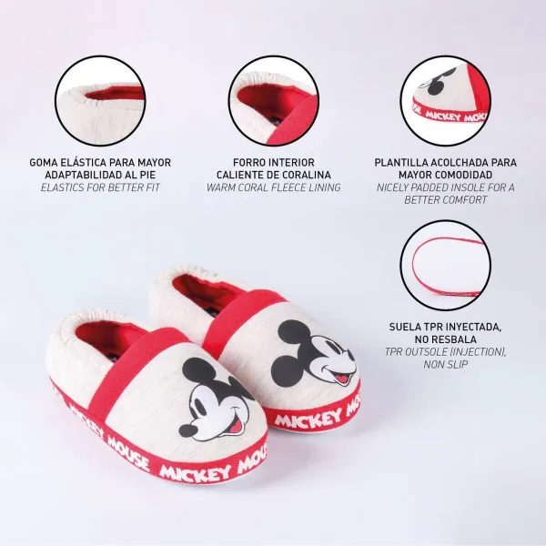 Kotitossut Mickey Mouse Vaaleanharmaa