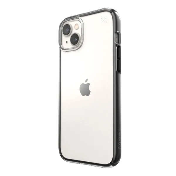 Speck Presidio Perfect-Clear with Impact Geometry - iPhone 15 Plus / 14 Plus Case with MICROBAN Coating (Clear / Black)