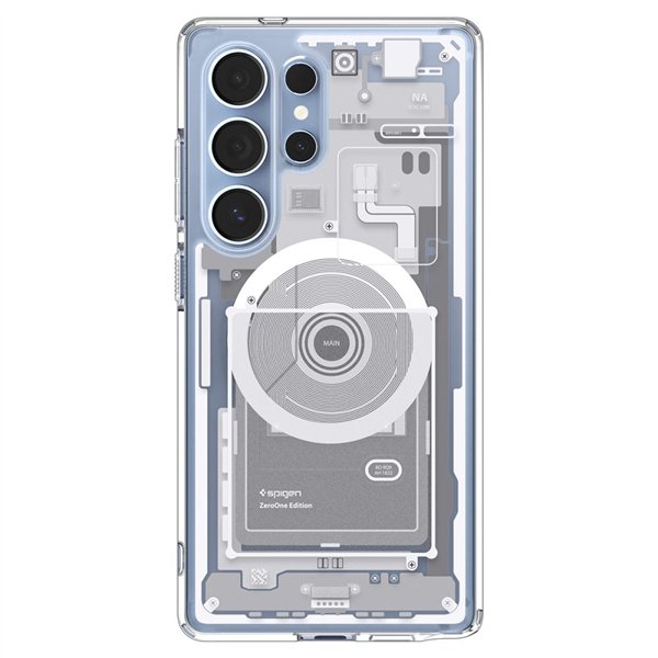 Spigen Ultra Hybrid Mag MagSafe -suojakuori Samsung Galaxy S25 Ultra Zero Onelle, valkoinen