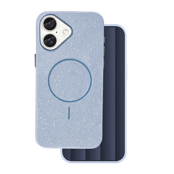 Glitter Thin Mag case for iPhone 16e blue