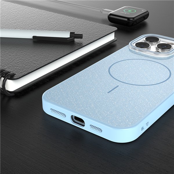 Glitter Thin Mag case for iPhone 16e blue