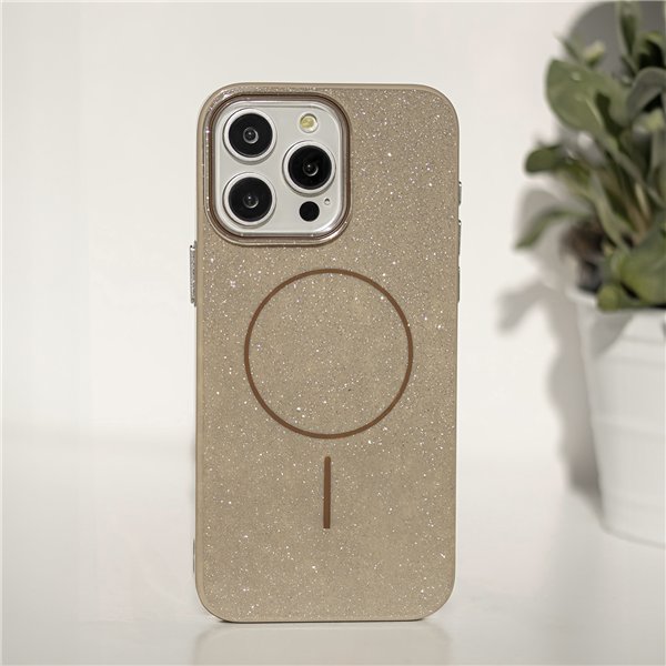 Glitter Thin Mag case for iPhone 16e brown
