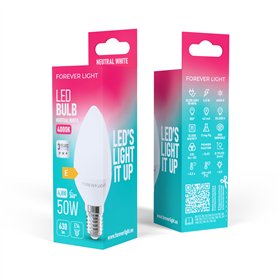 Forever Light LED Bulb E14 C37 4.8W 630lm 4000K class E