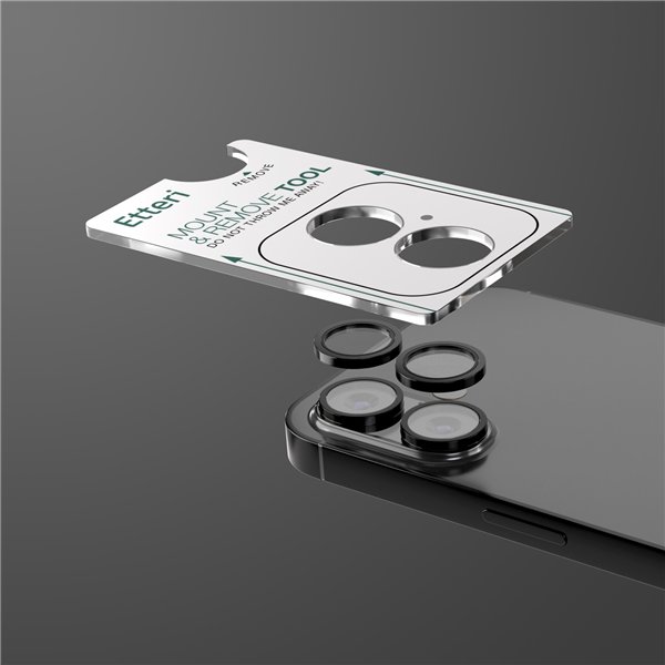 Etteri camera lens protector for iPhone 16 / 16 Plus black