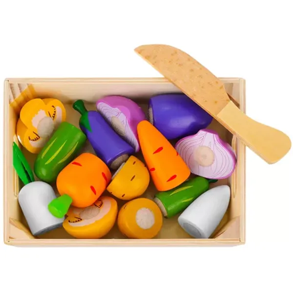 Set of fruits vegetables wooden cutting board Z23543