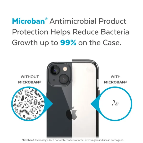 Speck Presidio Perfect-Clear with Impact Geometry - iPhone 15 Plus / 14 Plus Case with MICROBAN Coating (Clear / Black)