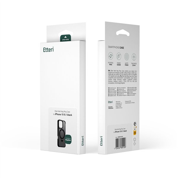 Etteri Matt Mag Ring case for iPhone 17 Pro black