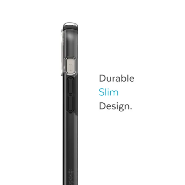 Speck Presidio Perfect-Clear with Impact Geometry - iPhone 15 Plus / 14 Plus Case with MICROBAN Coating (Clear / Black)