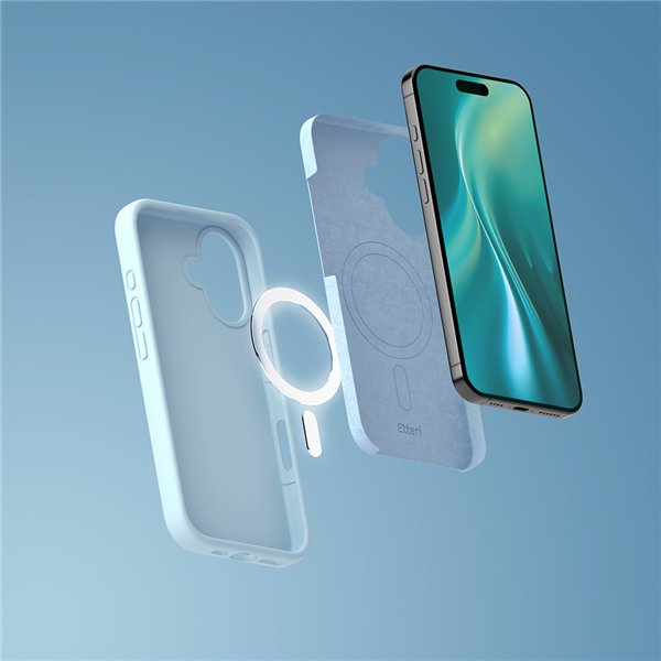 Etteri Silicone Mag case for iPhone 17 light blue