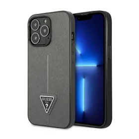 Guess Saffiano Triangle Logo Case - Case for iPhone 14 Pro (Silver)