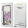 Guess Case Magsafe IML Case Glitter Flowers And Triangle With Metal Camera Frame And Buttons For iPhone 17 Pro Max PUrple