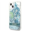 Guess Case Magsafe IML Case Glitter Flowers And Triangle With Metal Camera Frame And Buttons For iPhone 17 Pro Max PUrple