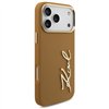 Karl Lagerfeld case PU leather case with Karl script logo and metal camera buttons for iPhone 17 Pro Max pink