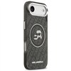 Karl Lagerfeld case Magsafe IML glitter case metal camera frame and buttons Karl and Choupette heads on KL repeated logo for iPh