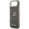 Karl Lagerfeld case Magsafe IML glitter case metal camera frame and buttons Karl and Choupette heads on KL repeated logo for iPh