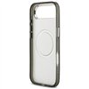 Karl Lagerfeld case Magsafe IML glitter case metal camera frame and buttons Karl and Choupette heads on KL repeated logo for iPh