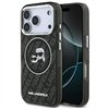 Karl Lagerfeld case Magsafe IML glitter case metal camera frame and buttons Karl and Choupette heads on KL repeated logo for iPh