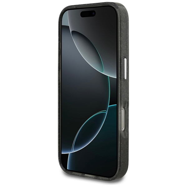 Karl Lagerfeld case Magsafe IML glitter case metal camera frame and buttons Karl and Choupette heads on KL repeated logo for iPh