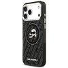 Karl Lagerfeld case Magsafe IML glitter case metal camera frame and buttons Karl and Choupette heads on KL repeated logo for iPh