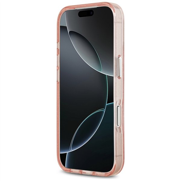 Karl Lagerfeld case Magsafe IML glitter case metal camera frame and buttons Karl and Choupette heads on KL repeated logo for iPh