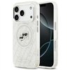 Karl Lagerfeld case Magsafe IML glitter case metal camera frame and buttons Karl and Choupette heads on KL repeated logo for iPh