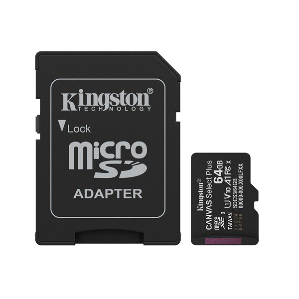 Kingston *microSD 64GB Canvas Select+ G3 100MB/s Adapt