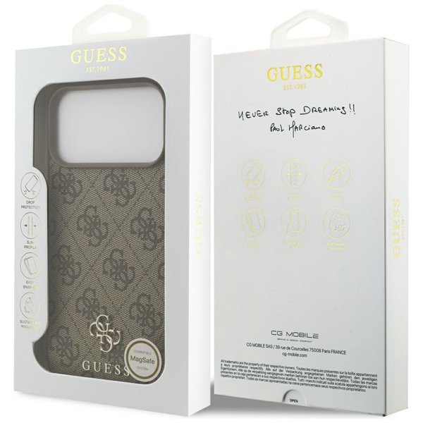 Guess 4G Small Classic Logo MagSafe case for iPhone 17 Pro Max brown