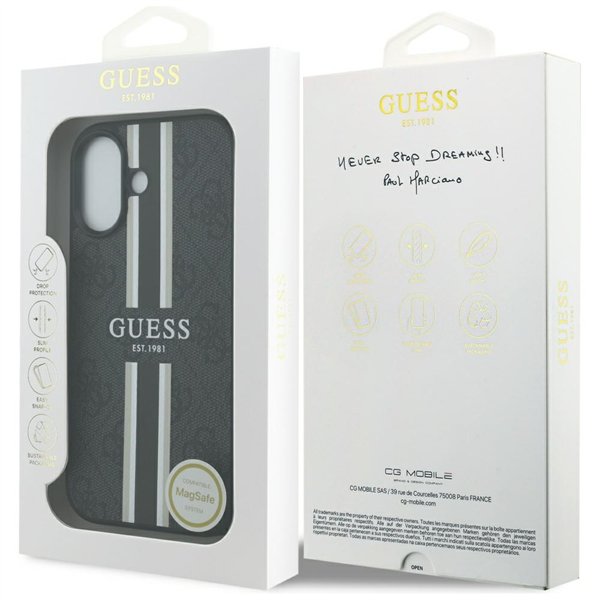 Guess 4G Printed Stripes MagSafe case for iPhone 17 black