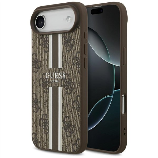 Guess 4G Printed Stripes MagSafe case for iPhone 17 Air brown
