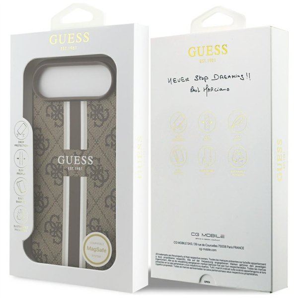 Guess 4G Printed Stripes MagSafe case for iPhone 17 Air brown