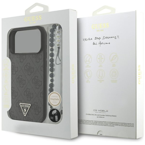 Guess 4G Strap Triangle Logo MagSafe case for iPhone 17 Pro Max black