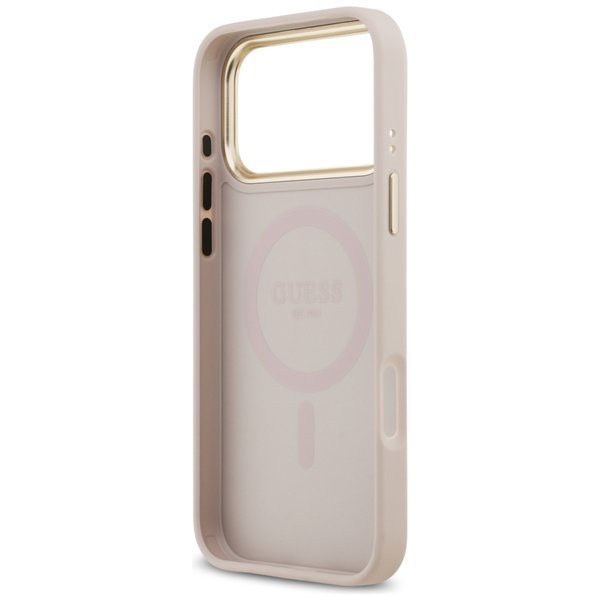 Guess case for iPhone 17 Pro Max HC MAGSAFE PU W/ PEONY HOT STAMP pink
