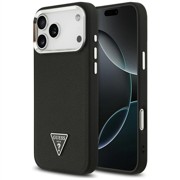 Guess Grained Triangle Logo MagSafe case for iPhone 17 Pro black