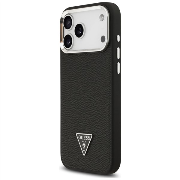 Guess Grained Triangle Logo MagSafe case for iPhone 17 Pro black