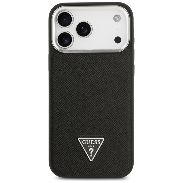 Guess Grained Triangle Logo MagSafe case for iPhone 17 Pro black