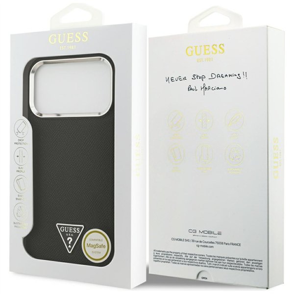 Guess Grained Triangle Logo MagSafe case for iPhone 17 Pro black