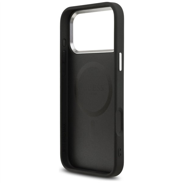 Guess Grained Triangle Logo MagSafe case for iPhone 17 Pro Max black