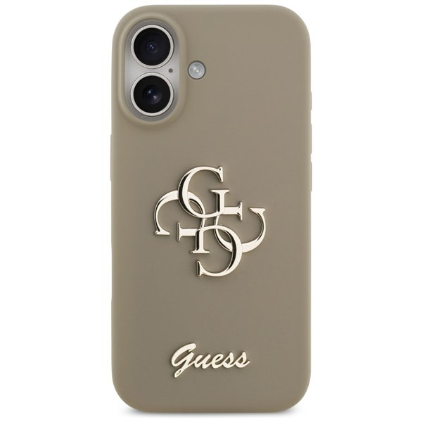 Guess Silicone Big 4G Script case for iPhone 17 brown