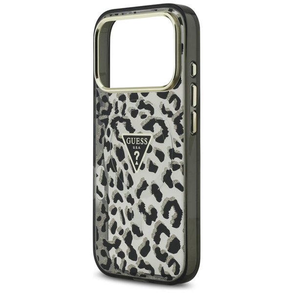 Guess Leopard Glitter MagSafe case for iPhone 17 Pro black