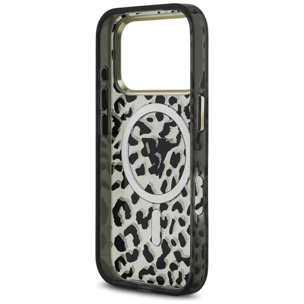 Guess Leopard Glitter MagSafe case for iPhone 17 Pro black