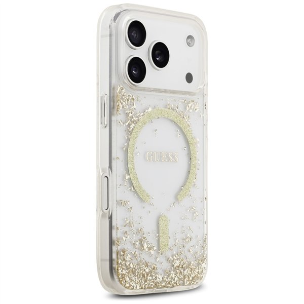 Guess Resin Bottom Glitter MagSafe case for iPhone 17 Pro gold