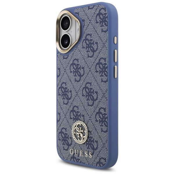 Guess 4G Strass Logo & Big Strap Metal Buttons MagSafe case for iPhone 17 blue