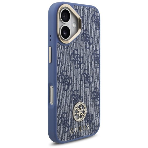 Guess 4G Strass Logo & Big Strap Metal Buttons MagSafe case for iPhone 17 blue