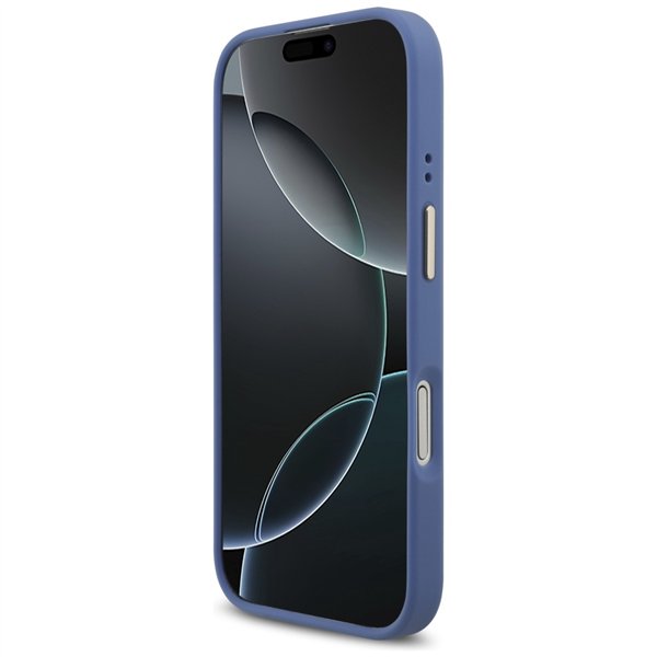 Guess 4G Strass Logo & Big Strap Metal Buttons MagSafe case for iPhone 17 blue