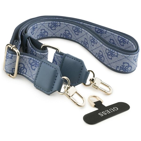 Guess 4G Strass Logo & Big Strap Metal Buttons MagSafe case for iPhone 17 blue