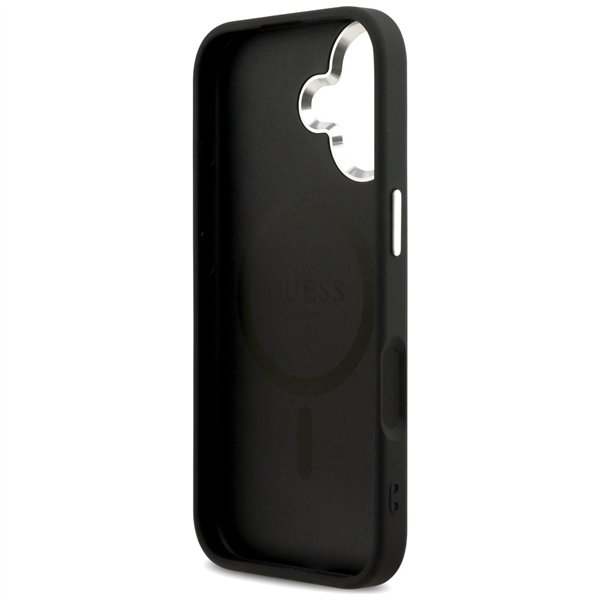 Guess Peony Hot Stamp Script MagSafe case for iPhone 17 black