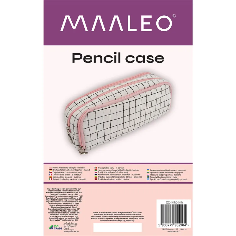 Kolminkertainen taittuva penaali - ruudullinen Maaleo24514
