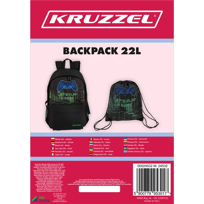 Reppu 22L - koulu Kruzzel 24532